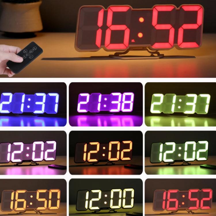 RGB Color Changing 3D Digital Clock With Voice Control, Adjustable Brightness, Temperature Display & Remote, Spec: Upgraded Humidity Black - free shipping - PMC TechLife - Order now!
