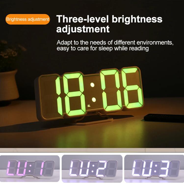 RGB Color Changing 3D Digital Clock With Voice Control, Adjustable Brightness, Temperature Display & Remote, Spec: Ordinary Black - free shipping - PMC TechLife - Order now!