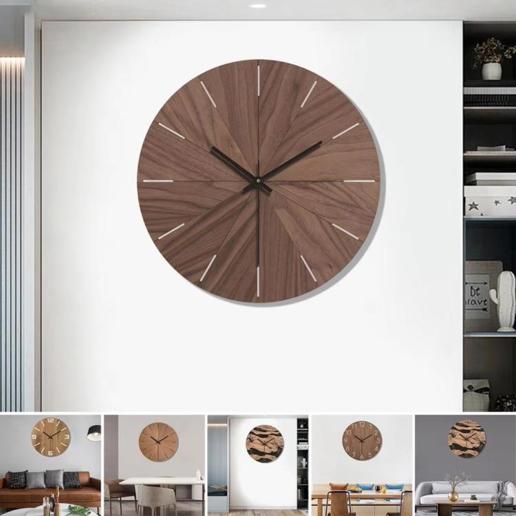 12-inch Imitation Wood Grain Texture Decorative Wall Clock Silent Quartz Clock Holiday Gift HR-CMW15 - free shipping - PMC TechLife - Order now!