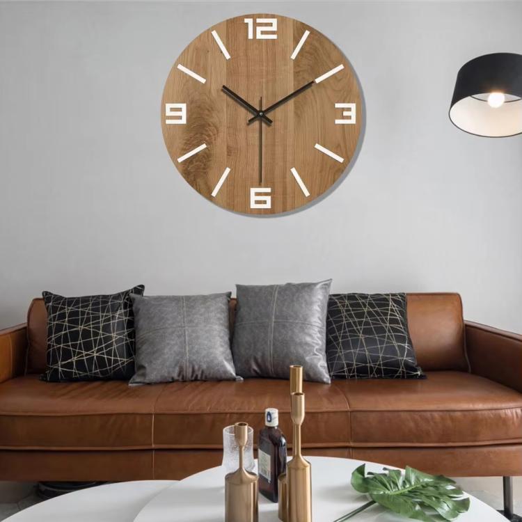 12-inch Imitation Wood Grain Texture Decorative Wall Clock Silent Quartz Clock Holiday Gift HR-CMW18 - free shipping - PMC TechLife - Order now!