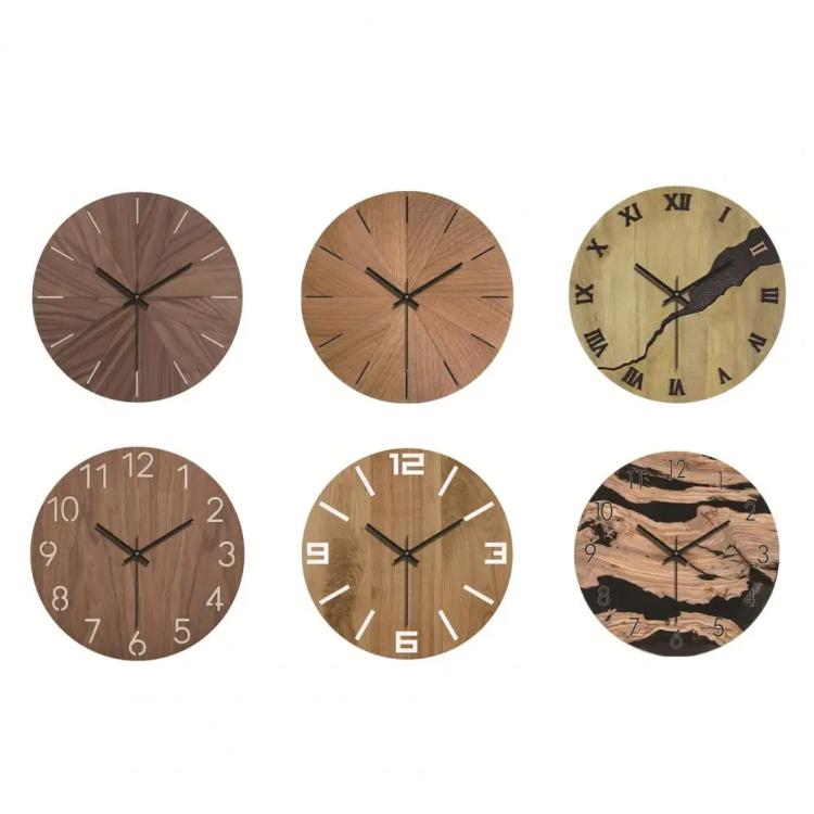 12-inch Imitation Wood Grain Texture Decorative Wall Clock Silent Quartz Clock Holiday Gift HR-CMW20 - free shipping - PMC TechLife - Order now!