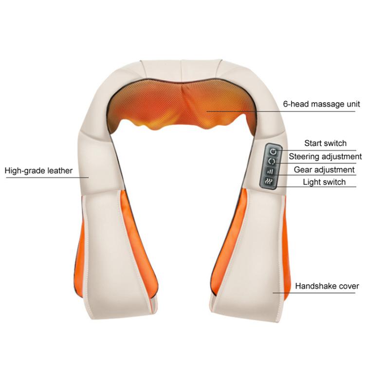 Car Household Massage Shawl Heated Shoulder And Cervical Massager US Plug(Beige+Orange) - free shipping - PMC TechLife - Order now!