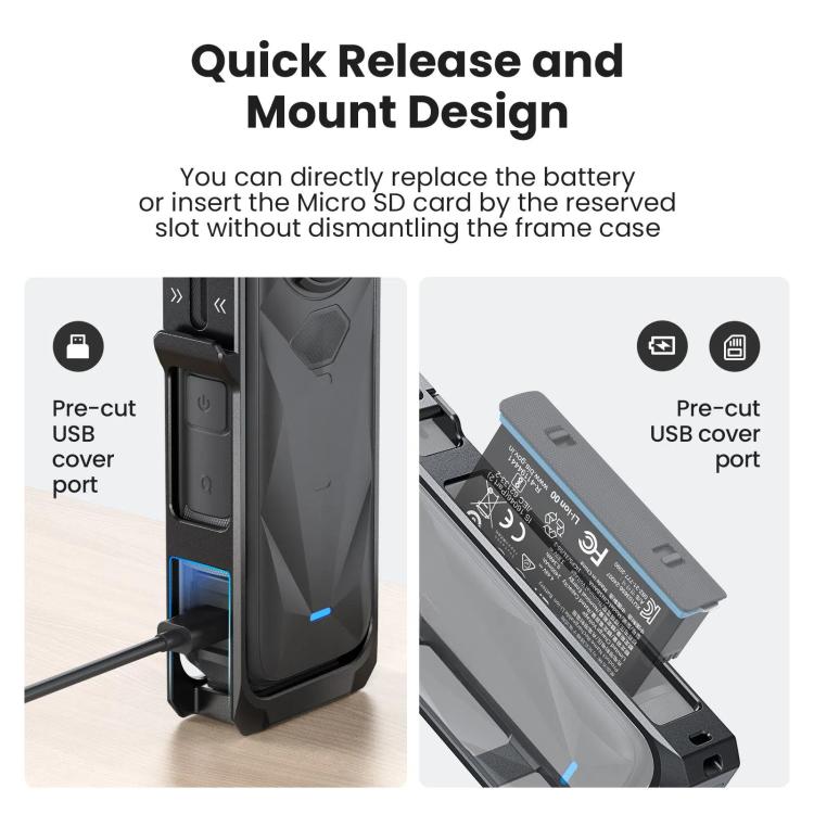 aMagisn Metal Cage for Insta360 X5 Wind Noise Reduction, Shockproof Mount with Dual Cold Shoe(Black) - free shipping - PMC TechLife - Order now!