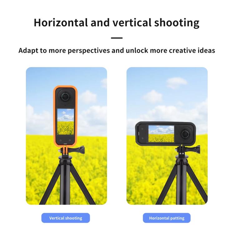 For Insta360 X5 360 Camera CQT Expandable Protective Cage Shockproof Case Vertical Orange - free shipping - PMC TechLife - Order now!