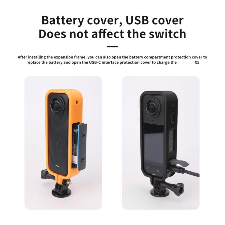 For Insta360 X5 360 Camera CQT Expandable Protective Cage Shockproof Case Horizontal Orange - free shipping - PMC TechLife - Order now!