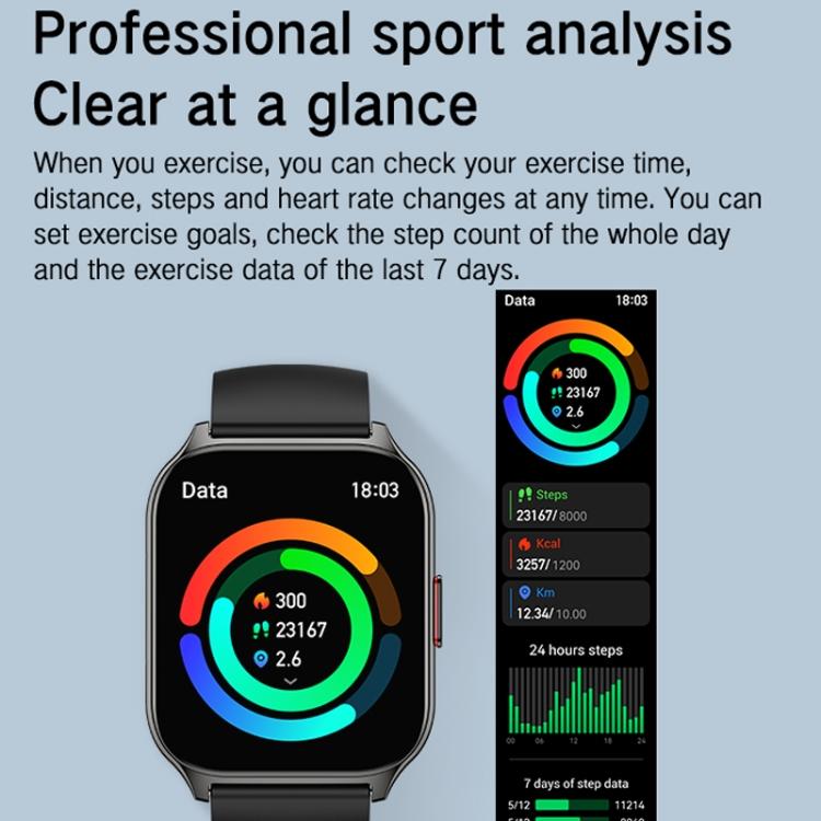 Blood Oxygen / Sleep / Heart Rate Health Monitoring Smart Watch Square Sports Double Strap Watch(Black Steel+Silicone Black) - free shipping - PMC TechLife - Order now!