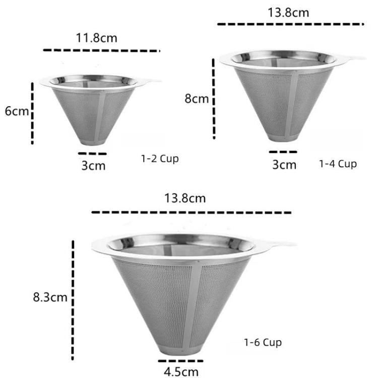 304 Stainless Steel Coffee Filter Reusable Mesh for Pour Over/Drip Coffee Maker, Spec:  4-6 Cups - free shipping - PMC TechLife - Order now!
