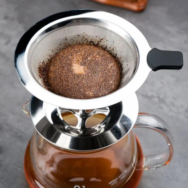 V60 Stainless Steel Coffee Filter with Base for Pour Over Brewing, Spec: 1-6 Cups 600-mesh - free shipping - PMC TechLife - Order now!