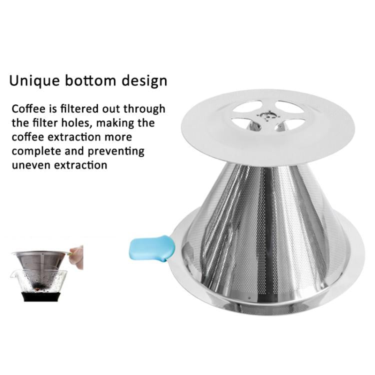 V60 Stainless Steel Coffee Filter with Base for Pour Over Brewing, Spec: 1-8 Cups 300-mesh - free shipping - PMC TechLife - Order now!