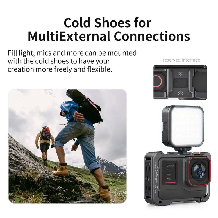 For Insta360 Ace Pro 2 / Ace Pro Camera AMagisn Quick Release Metal Cage Horizontal & Vertical Shooting Protective Frame(Charcoal Metallic) - free shipping - PMC TechLife - Order now!