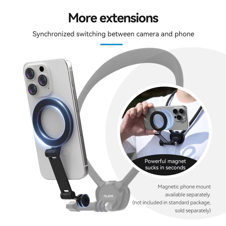 TELESIN Action Camera Neck Holder SE2.0 POV Perspective Bracket With Adjustable Chest Strap(Gray) - free shipping - PMC TechLife - Order now!
