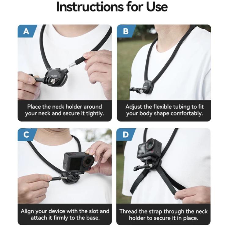 TELESIN Action Camera Neck Holder SE2.0 POV Perspective Bracket With Adjustable Chest Strap(Gray) - free shipping - PMC TechLife - Order now!