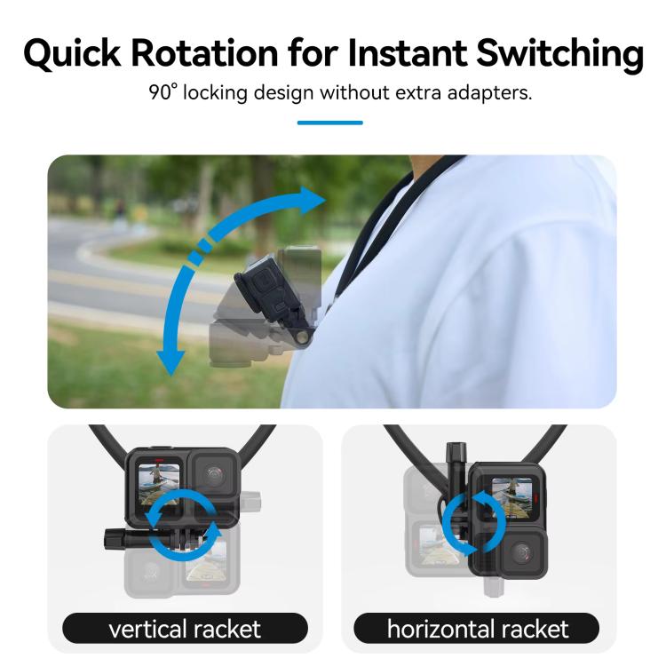 TELESIN Action Camera Neck Holder SE2.0 POV Perspective Bracket With Adjustable Chest Strap(Gray) - free shipping - PMC TechLife - Order now!