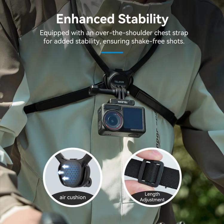 TELESIN Action Camera Neck Holder SE2.0 POV Perspective Bracket With Adjustable Chest Strap(Gray) - free shipping - PMC TechLife - Order now!