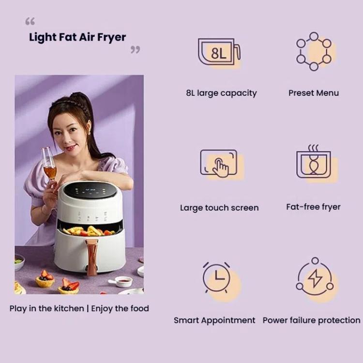 8L Air Fryer Household Multi-Function Large Capacity Oil-Free Electric Fryer, Color: Black US Plug - free shipping - PMC TechLife - Order now!