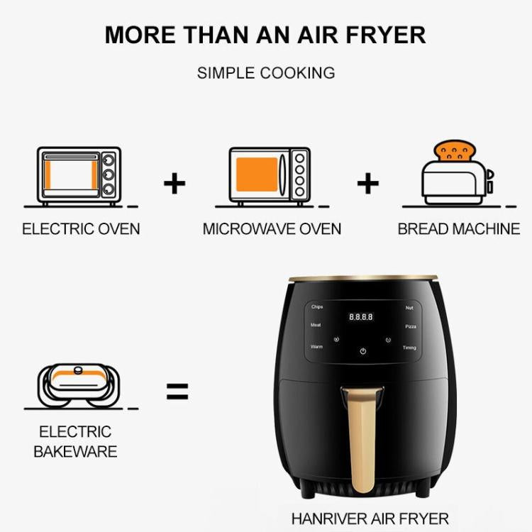 6L 1400W Air Fryer Household Large Capacity French Fry Maker Multifunctional Electric Fryer, Color: Black US Plug - free shipping - PMC TechLife - Order now!