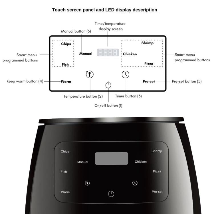 6L 1400W Air Fryer Household Large Capacity French Fry Maker Multifunctional Electric Fryer, Color: Black US Plug - free shipping - PMC TechLife - Order now!