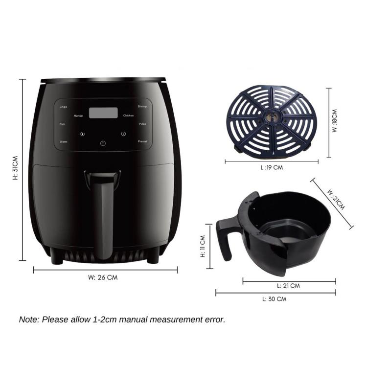 6L 1400W Air Fryer Household Large Capacity French Fry Maker Multifunctional Electric Fryer, Color: Black US Plug - free shipping - PMC TechLife - Order now!