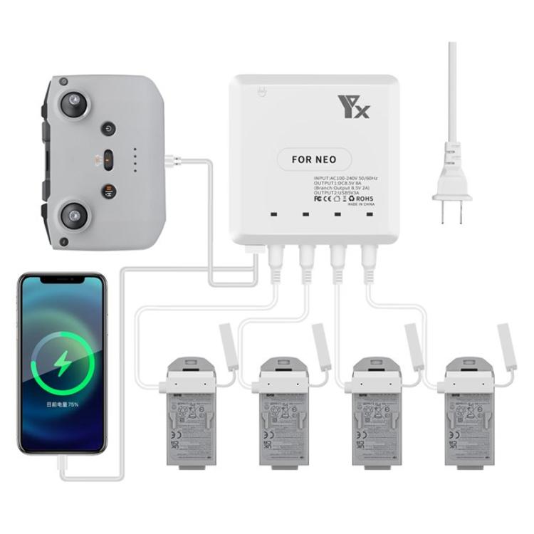 For DJI Neo Drone YX 4-port Battery Charger Charging Hub AU Plug - free shipping - PMC TechLife - Order now!