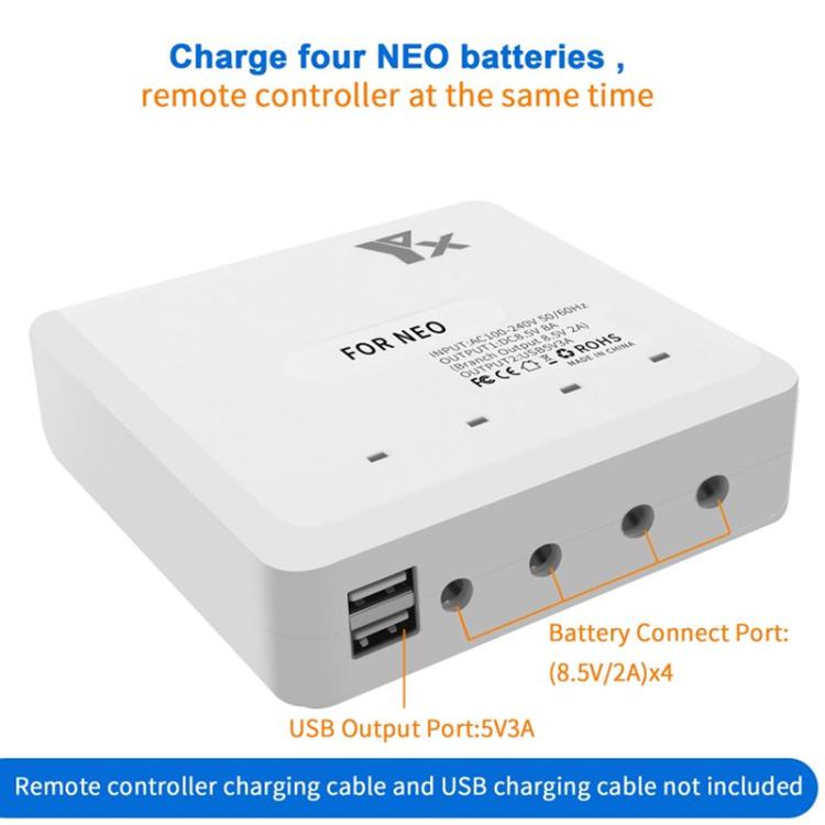 For DJI Neo Drone YX 4-port Battery Charger Charging Hub EU Plug - free shipping - PMC TechLife - Order now!