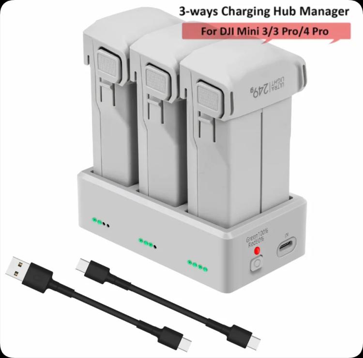 YX 3-Way Battery Charger For DJI Mini 4 Pro/Mini 3/Mini 3 Pro Charging Hub 35W EU Plug - free shipping - PMC TechLife - Order now!