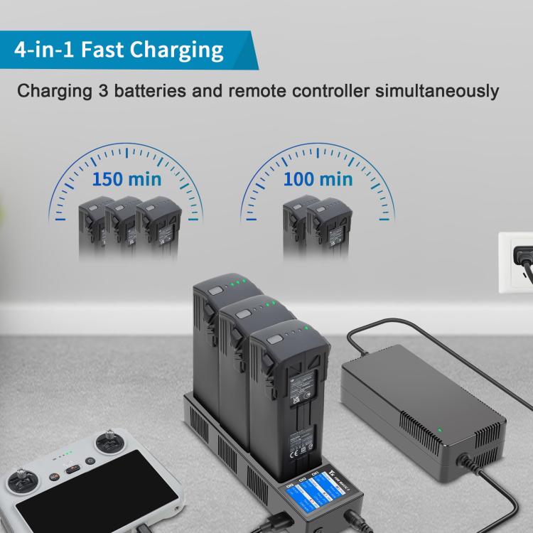 For DJI Mavic 3 YX Battery Charger Discharger Hub 3-in-1 Smart Charging Station With Color Screen UK Plug - free shipping - PMC TechLife - Order now!