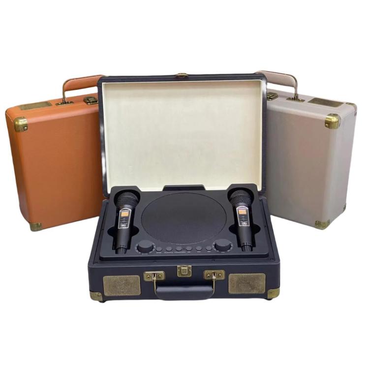 SDRD Wooden Box Karaoke Machine With Wireless Dual Mics All-In-One Speaker System Supports U Disk/TF Card(Black) - free shipping - PMC TechLife - Order now!