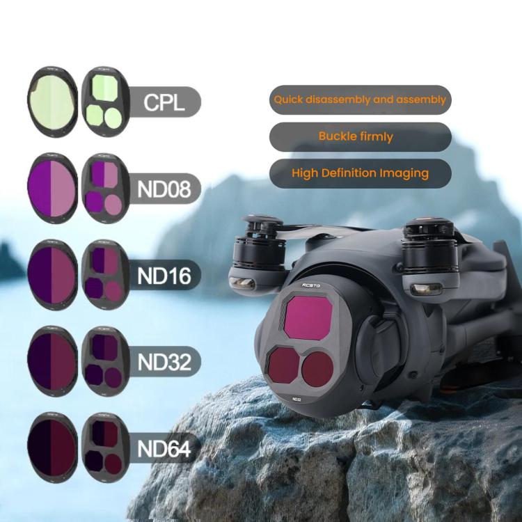 For DJI Mavic 4 Pro RCSTQ Lens Filter, Style: CPL+ND8+ND16+ND32 - free shipping - PMC TechLife - Order now!