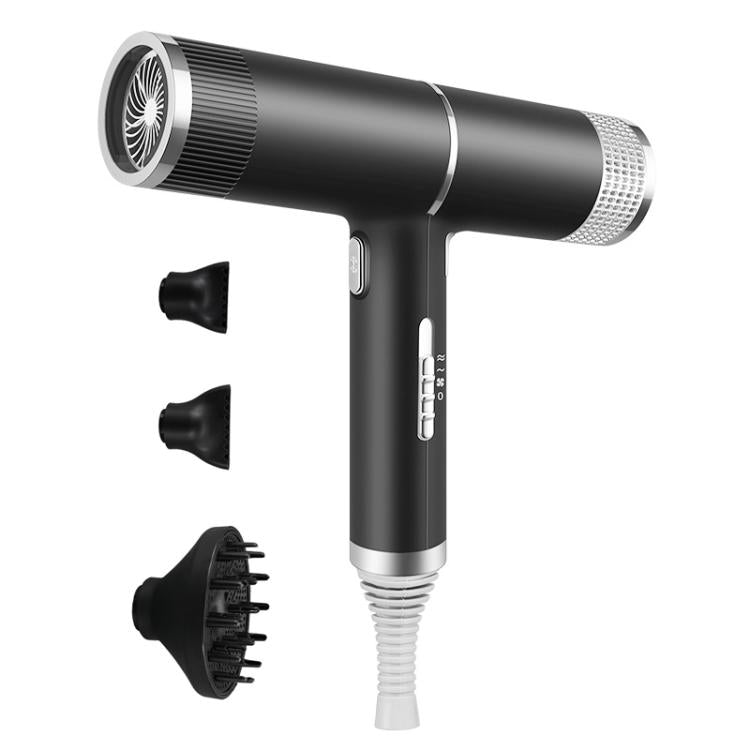 T-Shaped Hair Dryer with Smart Inverter Technology High-Power Blow Dryer for Home & Salon Use EU Plug With 3 Nozzles(Black) - free shipping - PMC TechLife - Order now!