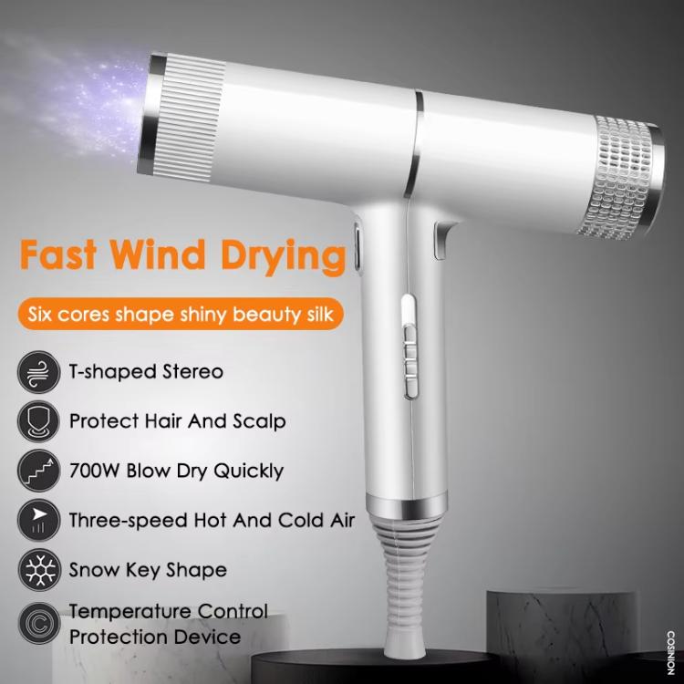 T-Shaped Hair Dryer with Smart Inverter Technology High-Power Blow Dryer for Home & Salon Use US Plug(White) - free shipping - PMC TechLife - Order now!