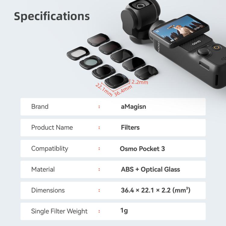 For DJI Osmo Pocket 3 aMagisn Adjustable Magnetic Filter Camera Lens Filters ND4/16/64/256 - free shipping - PMC TechLife - Order now!
