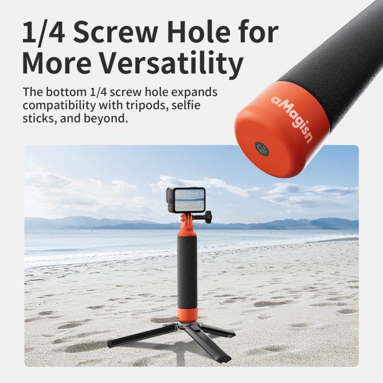 aMagisn Universal Floating Hand Grip for Action Cameras with Triple Claw & 1/4-inch Screw Mount(Black Orange) - free shipping - PMC TechLife - Order now!