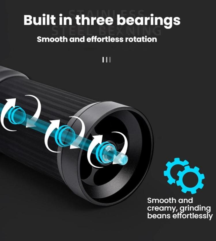Seven Stars Manual Coffee Grinder CNC Stainless Steel Burr Foldable Hand Crank Mill for Coffee Beans(Silver) - free shipping - PMC TechLife - Order now!