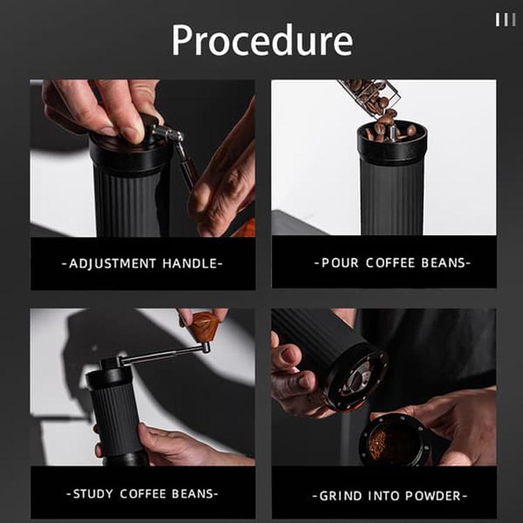 Seven Stars Manual Coffee Grinder CNC Stainless Steel Burr Foldable Hand Crank Mill for Coffee Beans(Silver) - free shipping - PMC TechLife - Order now!