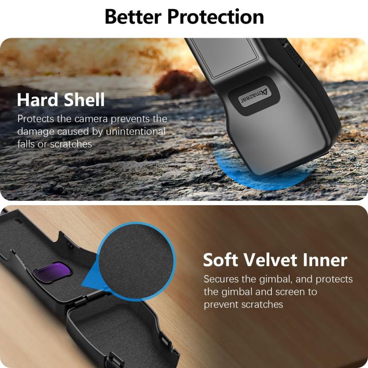 For DJI Osmo Pocket 3 Amazear Protective Case All-in-One Anti-Scratch Cover with Built-in Filter Slot(Black) - free shipping - PMC TechLife - Order now!