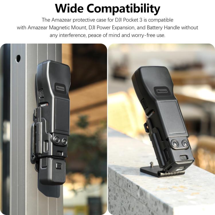 For DJI Osmo Pocket 3 Amazear Protective Case All-in-One Anti-Scratch Cover with Built-in Filter Slot(Black) - free shipping - PMC TechLife - Order now!