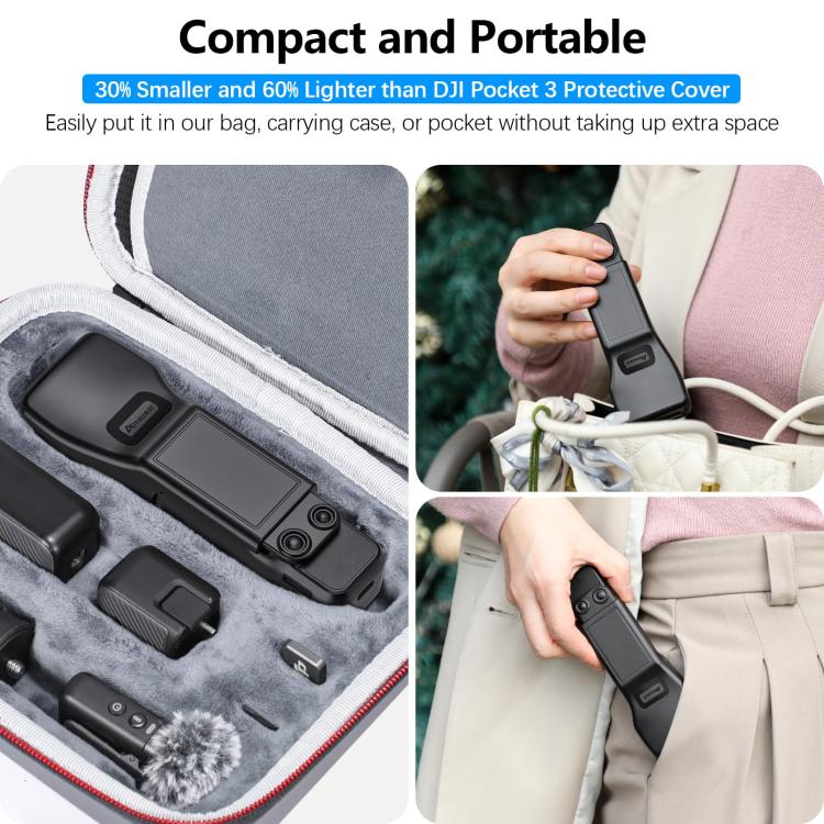 For DJI Osmo Pocket 3 Amazear Protective Case All-in-One Anti-Scratch Cover with Built-in Filter Slot(Black) - free shipping - PMC TechLife - Order now!