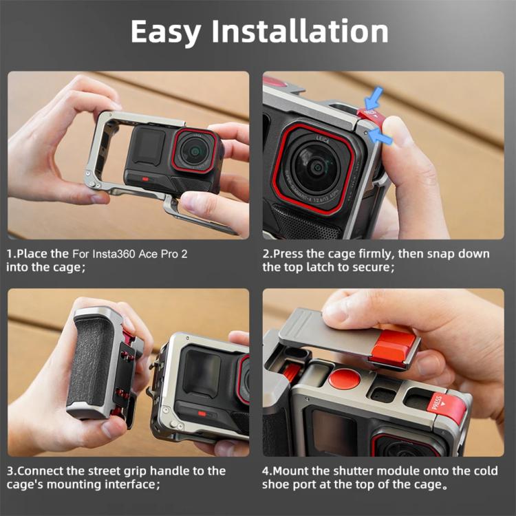 For Insta360 Ace Pro 2 / Ace Pro Flymile Xplorer Grip Kit Street Photography Handle Metal Cage Case(AC2013) - free shipping - PMC TechLife - Order now!