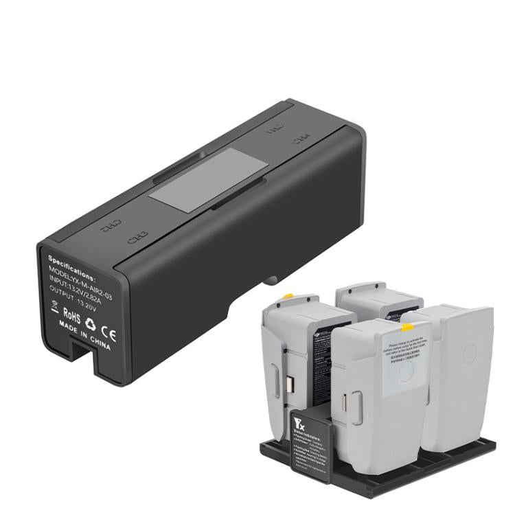For DJI Mavic Air 2 YX Battery Charger Hub With LCD Display 4-Slot Intelligent Charging Station(Black) - free shipping - PMC TechLife - Order now!