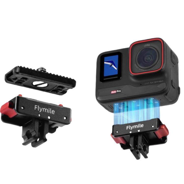 Flymile Magnetic Quick-Release Base 1/4 Inch Thread Foldable Extension Kit for Insta360 Ace Pro 2/Ace Pro/Ace/X5/X4/X3/X2(Black) - free shipping - PMC TechLife - Order now!