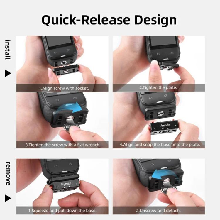 Flymile Magnetic Quick-Release Base 1/4 Inch Thread Foldable Extension Kit for Insta360 Ace Pro 2/Ace Pro/Ace/X5/X4/X3/X2(Black) - free shipping - PMC TechLife - Order now!