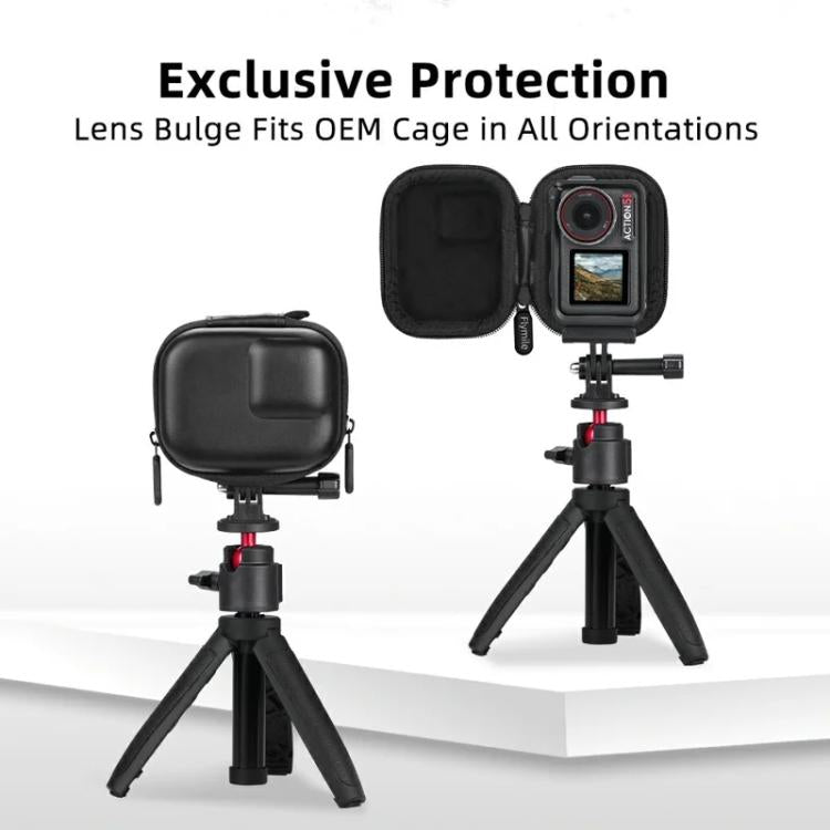 Flymile PU Mini Camera Case with Carabiner For Caged DJI Action 3/4/5 Pro/Insta360 Ace Pro 2/1/GoPro(Blue) - free shipping - PMC TechLife - Order now!
