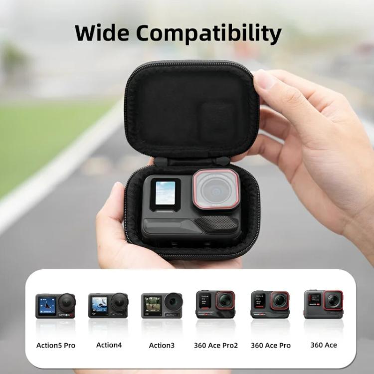 Flymile PU Mini Camera Case with Carabiner For Caged DJI Action 3/4/5 Pro/Insta360 Ace Pro 2/1/GoPro(Black) - free shipping - PMC TechLife - Order now!