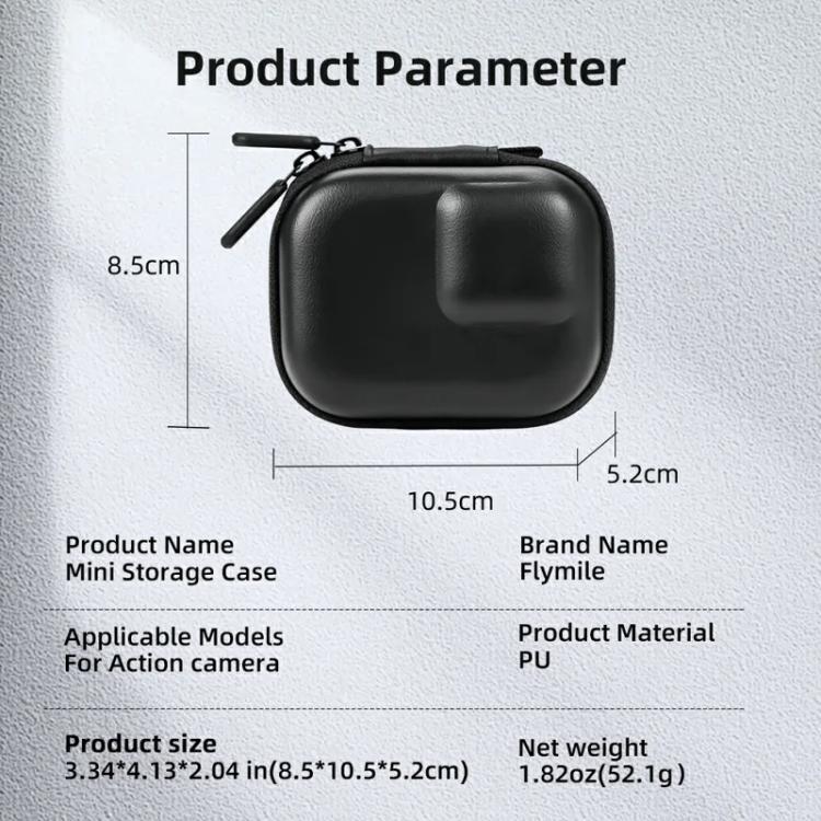 Flymile PU Mini Camera Case with Carabiner For Caged DJI Action 3/4/5 Pro/Insta360 Ace Pro 2/1/GoPro(Blue) - free shipping - PMC TechLife - Order now!