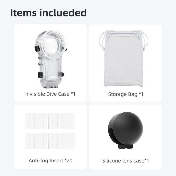For Insta360 X5 AMagisn 60m/196ft Diving Case Quick-Release Full Invisible Waterproof Underwater Housing - free shipping - PMC TechLife - Order now!