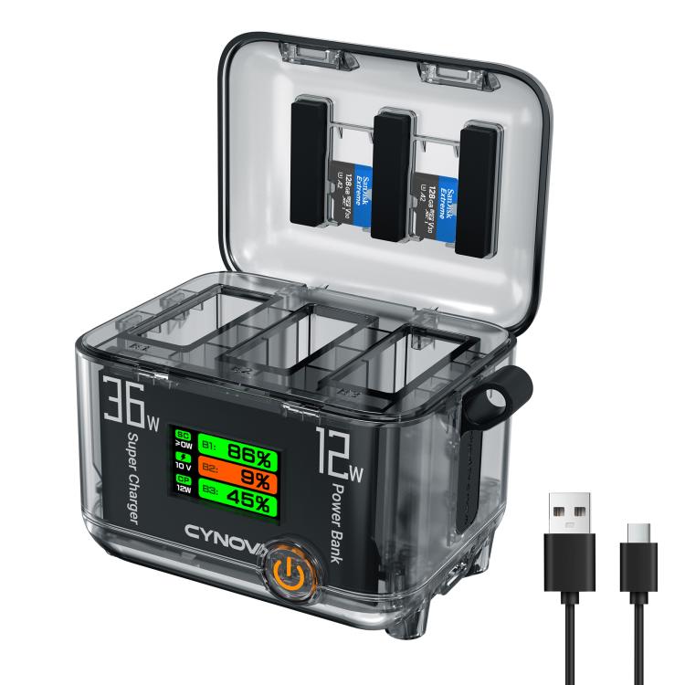 CYNOVA Fast Charging Hub for DJI Osmo 360/Action 5 Pro/4/3 With 1.14 inch TFT LCD Display(Translucent) - free shipping - PMC TechLife - Order now!