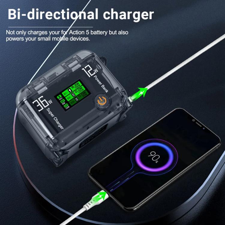 CYNOVA Fast Charging Hub for DJI Osmo 360/Action 5 Pro/4/3 With 1.14 inch TFT LCD Display(Translucent) - free shipping - PMC TechLife - Order now!