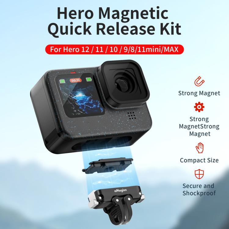 aMagisn Magnetic Quick Release Adapter for GoPro HERO13/12/11/10/9/8/11 Mini/MAX Separate Top Mount Plate - free shipping - PMC TechLife - Order now!