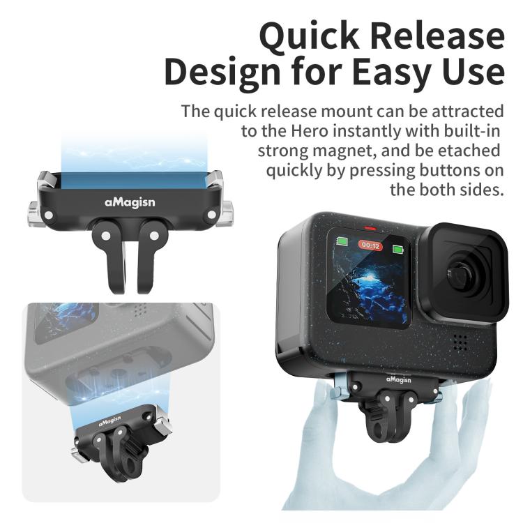 aMagisn Magnetic Quick Release Adapter for GoPro HERO13/12/11/10/9/8/11 Mini/MAX Separate Top Mount Plate - free shipping - PMC TechLife - Order now!