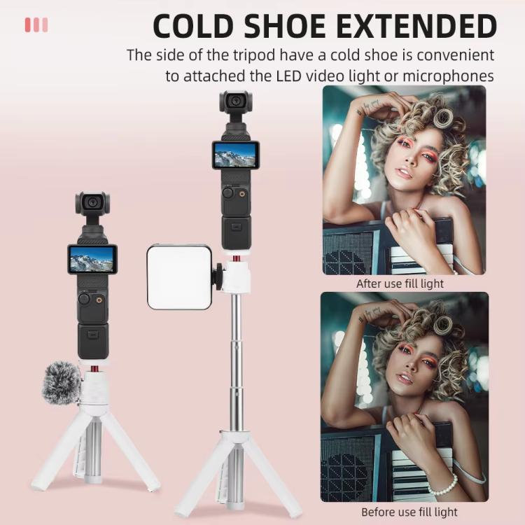 Flymile 15.8-30.8cm Tripod Selfie Stick for Action Cameras With 360-degree Adjustable Ball Head & Cold Shoe(White) - free shipping - PMC TechLife - Order now!